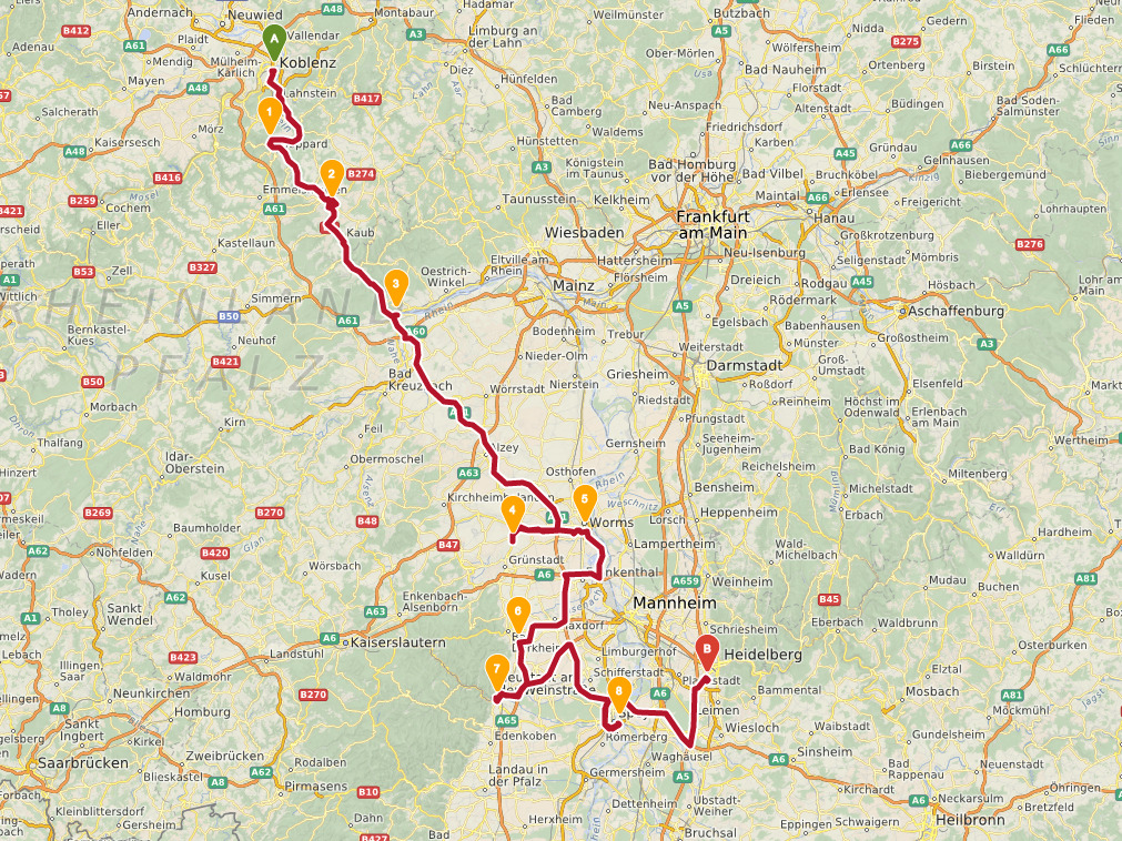 Route 7 nach Heidelberg