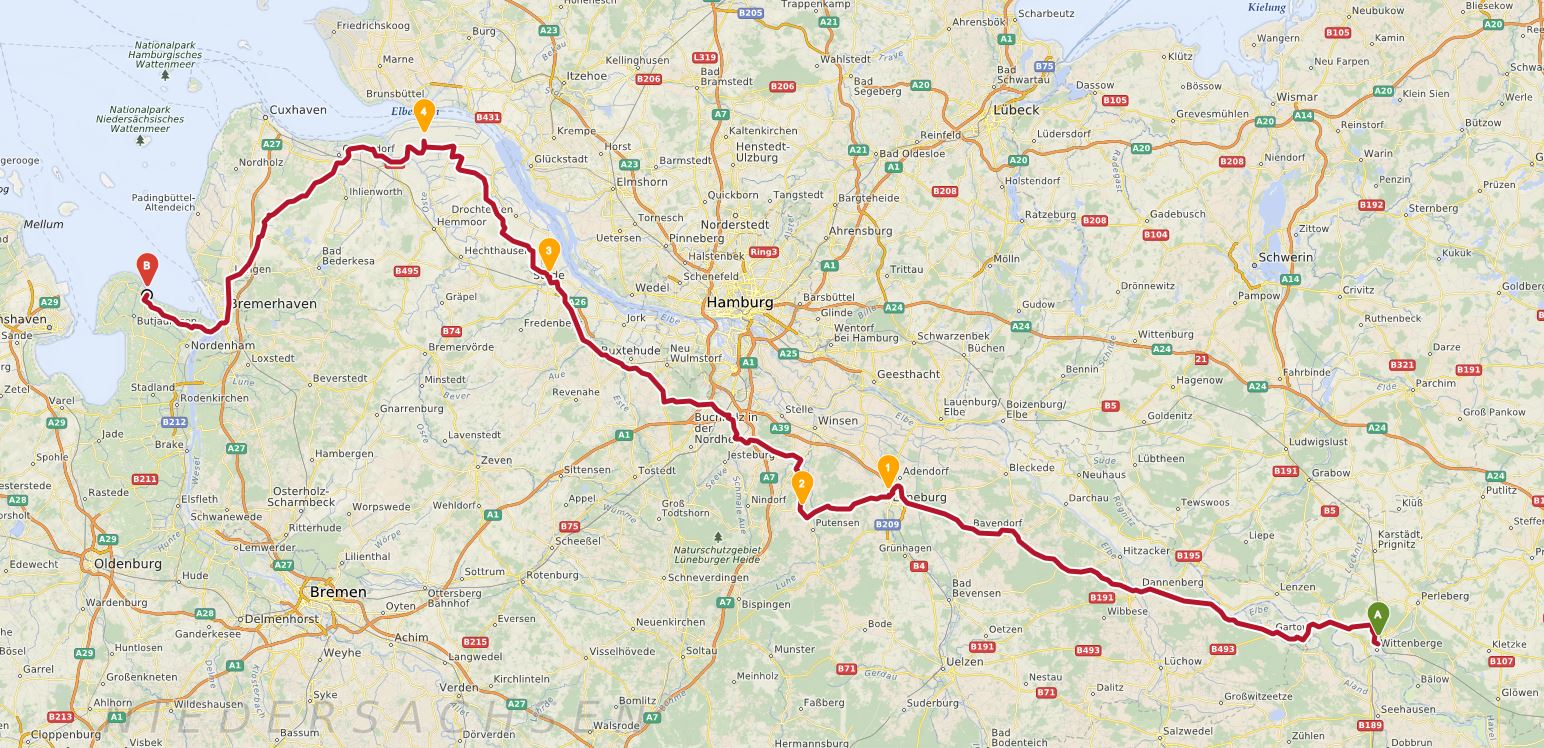 Etappe vier von Wittenberge nach Budjadingen